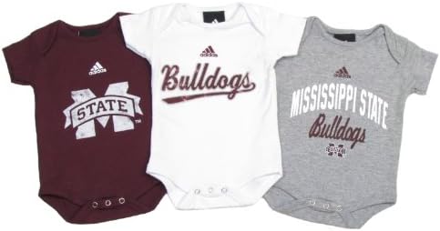 adidas Mississippi State Bulldogs Infant Distressed 3 Pack Creeper Set (0/3 Months)