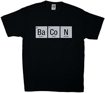 Bacon Shirt, Bacon Chemistry Shirt, Bacon Periodic Table T Shirt, Bacon Element Shirt, For People That Love Bacon T Shirt, Funny, Novelty T Shirtsfor Men and Women Black Large