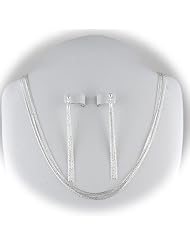 Multi-Strand Diamond Cut 925 Sterling Silver Chain Necklace with extender 16, 18, 20 Inch Tassel Earrings