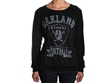 NFL Oakland Raiders Women's True Vintage Distressed Triblend Crew Neck Long Sleeve Pullover, Black, X-Large
