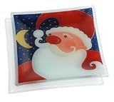 Peggy Karr Glass Jolly Santa 10-Inch Square Glass Plate