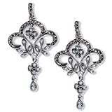 Fleur-de-lis Silver Natural Seed Pearl Earrings - Dahlia Vintage Collection