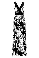 Floral Print Zig Zag Off the Shoulder Empire   Waistline Polyester/Spandex Stretchy Maxi Dress 