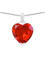 Original Star K (tm) 10mm Heart Shape Simulated Mexican Fire Opal Pendant in .925 Sterling Silver