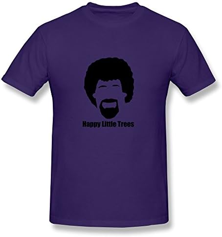 Mens Crew Neck Happy Little Trees Tee Shirts M Purple