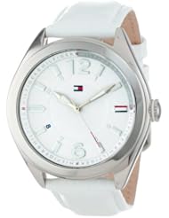 Tommy Hilfiger Womens 1781364 Casual Sport White and Silver Dial White Croco-Embossed Leather Strap Watch