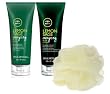 Paul Mitchell Tea Tree Lemon Sage Energizing Body Wash, Lemon Sage Energizing Body Lotion (6.8 oz) & Body Pouf Embody Joy Set
