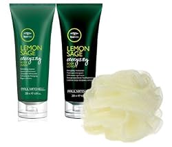Paul Mitchell Tea Tree Lemon Sage Energizing Body Wash, Lemon Sage Energizing Body Lotion (6.8 oz) & Body Pouf Embody Joy Set