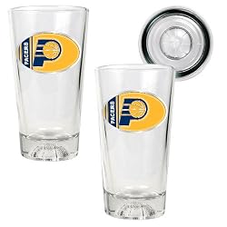 Indiana Pacers NBA 2pc Pint Ale Glass Set with Basketball Bottom - Oval Logo by Great American Products