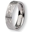 Flat Brushed and Polished Titanium Rign with Laser Design (6.0 mm) - Sizes 6-13
