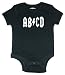 Riverstone Goods ABCD Baby Infant Short Sleeve Bodysuit Creeper (Black, 6 Months)