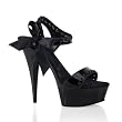 5 3/4 Womens Trendy High Heel Sandal Black Platform Shoe With Ankle Strap And Bow