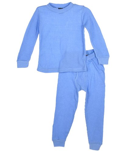 Snozu Basics Boys 2-Piece Performance Thermal Long Underwear (Sizes 8 - 16) - blue, 10/12