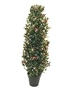 3' Indoor Outdoor Pre-Lit Holly Berry Christmas Topiary Stake Tree #H80710