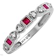 Ring With Precious Stones - Genuine Diamonds and Rubies Made of 14K White Gold - Certificate Available.