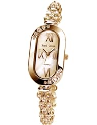 Gemorie Women Fashion Oval Watch with Jewelry Band in Rose Gold Plating (128970)