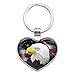 American Bald Eagle Flag USA Patriotic Heart Love Metal Keychain Key Chain Ring