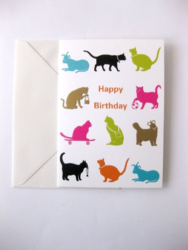 Cat Parade Happy Birthday greeting card [Office 