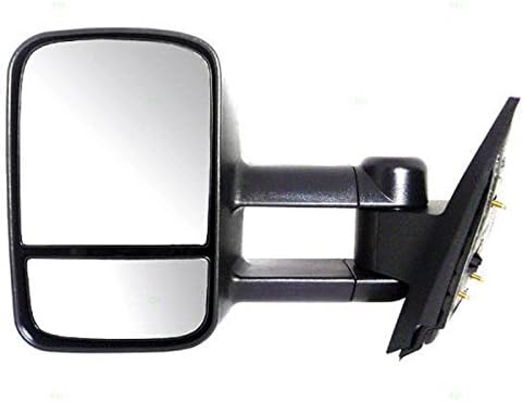 2007 2008 2009 2010 2011 2012 2013 Chevy/Chevrolet GMC Silverado Sierra 1500/2500/3500 Pickup Truck, Avalanche, Suburban, Tahoe, Yukon XL Manual Black Textured Folding Telescoping Dual Arm Telescopic Tow Rear View Mirror Left Driver Side (07 08 09 10 11 12 13)