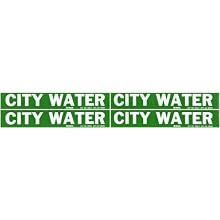 Brady 7054-4 1-1/8" Height, 7" Width, 3/4" - 2-3/8" Outside Pipe Diameter, B-946 High Performance Vinyl, White On Green Color Self-Sticking Vinyl Pipe Marker, Legend "City Water"