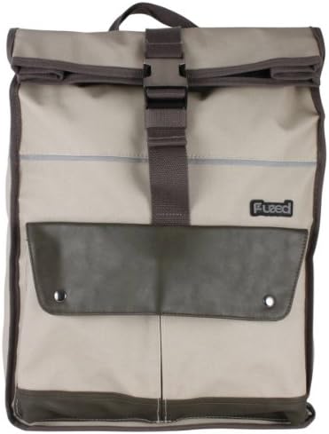 Stone/Khaki Coated Canvas Roll Top Backpack by Fused