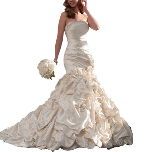 GEORGE BRIDE Strapless Mermaid Taffeta Chapel Train Wedding Dress