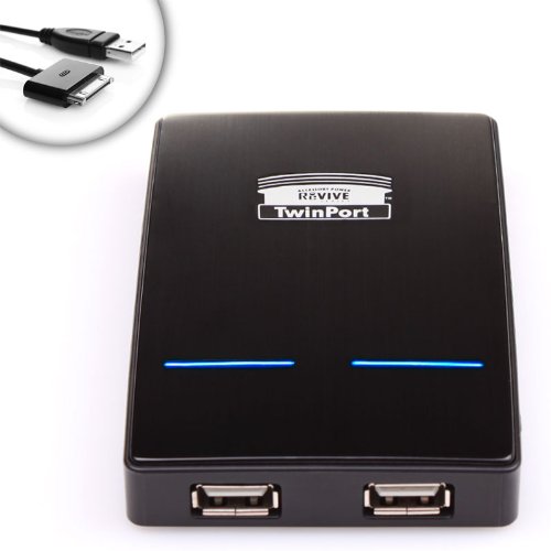 ReVIVE Series TwinPort 5000mAh DUAL USB Slim and Portable External Battery Charging Pack for Apple iPod / iPhone 4S , 4 , 3GS , 3G / iPad 1 , 2 - Includes APPLE 30-PIN Charging / Data Sync Cable