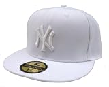 New York NY White On White Fitted Baseball Cap 7 3/8