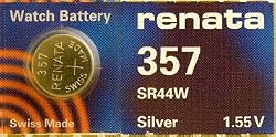 Renata Silver Oxide Watch Battery For 357 Button Cell
