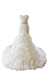 Organza Piping Lace-Up Pleated Open-Back Mermaid Sweetheart Wedding Dress  with a Cathedral Train  With a Sash 