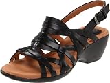 Clarks Women's Trophy Medal Slingback Sandal,Black Leather,8 W US