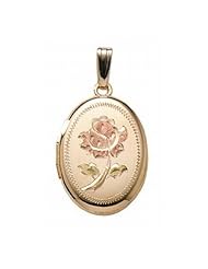 14K Gold Filled Rose Oval Locket 3/4 inch x 1 inch