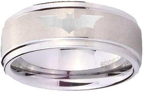 10MM Tungsten Carbide Batman the Dark Knight Silver Step Edges Wedding Engraved Ring Size 10