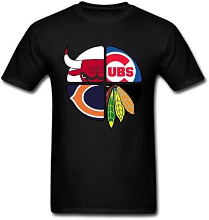 YhShire Men's Chicago Bulls Cubs Bears Blackhawks 1 Black T shirts Black XXL