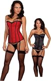 Sexy Red and Black Reversible Corset Lingerie Set