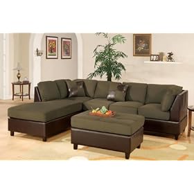 Sofa Sectional Set (Chaise Left) with Ottoman in Sage - F7620