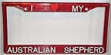 Red Glitter I Love My Australian Shepherd Frame