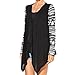 FangYi Women's Fashion Geometric Print Drape Front Cable Knit Cardigan