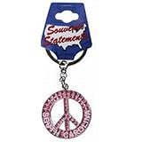 Jenkins Enterprises South Carolina Pink Glitter Peace Symbol Keychain