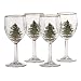 Spode Christmas Tree 13-Ounce Wine Goblets with Gold Rims, Set of 4