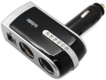 Dual USB Port + 2 Socket Car DC Cigarette Lighter Power Adapter Charger Splitter