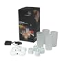Smart Candle LED Rechargeable Glass Votive Holder 4 Pack Frosted White