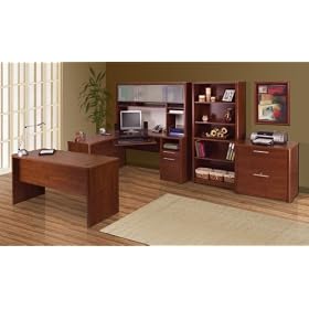 U-Shaped Workstation with Lateral File and Bookcase - Monaco - Bestar Office Furniture -... by Bestar Furniture