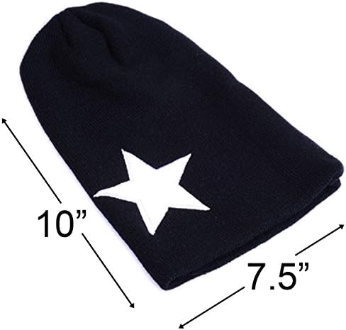 Shells Unisex Star Pattern Black Slouchy Beanie Ski Hat Snowboard Hat Ribbed Beanie