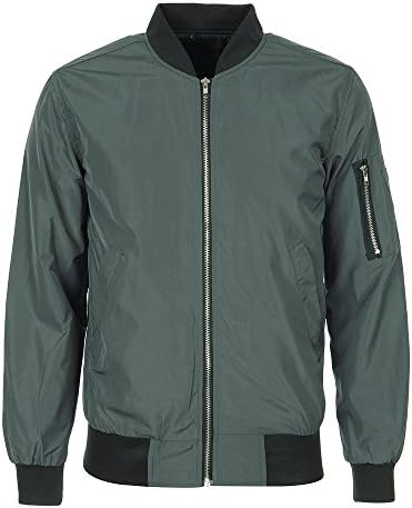 KUNST Men's Premium Lightweight MA-1 Flight Jacket (US Medium (Asian X-Large), 003Khakish Grey/Thin)
