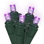 Set of 20 Battery Operated Purple LED Wide Angle Christmas Lights - Green Wire