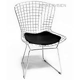 Bertoia Side Chair Chrome Black Pad by 