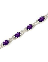 14kt Yellow Gold Oval Amethyst and Diamond Bracelet