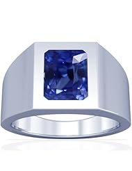 Platinum Emerald Cut Blue Sapphire Solitaire Ring