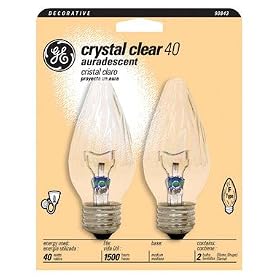 GE 73124-8 Crystal Clear Auradescent Flame Bulb, Medium Base, 40-Watt, 8-Pack by General Electric